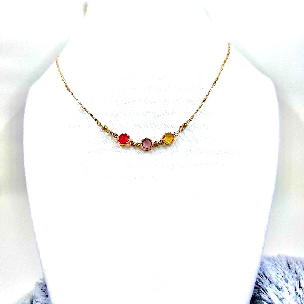 Multi Gem Gold Tone 16 Necklace